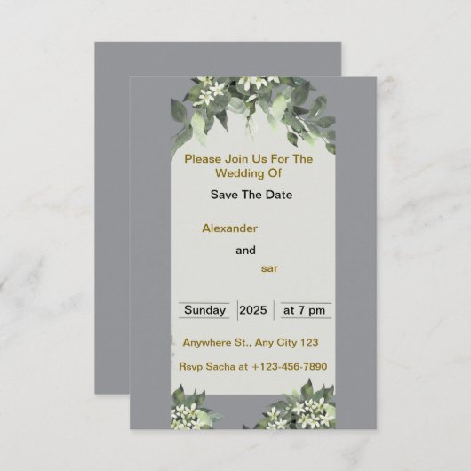 Elegant Wedding Invitation card RSVP Kaartje (Voorkant / Achterkant)