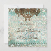 Elegant Wedding Invitation Chandelier  Blauwgroen Kaart (Achterkant)