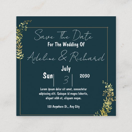 Elegant Wedding Invitation – Classic & Romantic Ce Vierkante Visitekaartje (Voorkant)