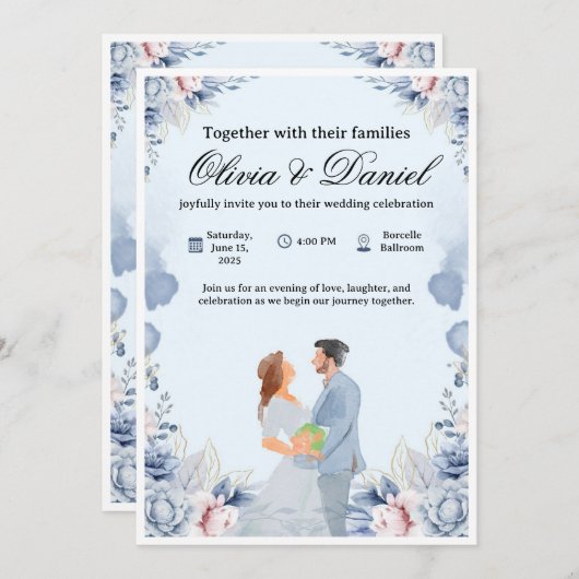 Elegant Wedding Invitation – Customizable & Modern Kaart (Voorkant / Achterkant)