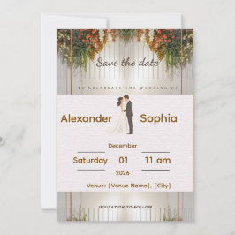 Elegant Wedding Invitation | Editable Names, Date  Kaart