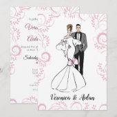 Elegant Wedding Invitation Fashionillustratie Kaart (Voorkant / Achterkant)