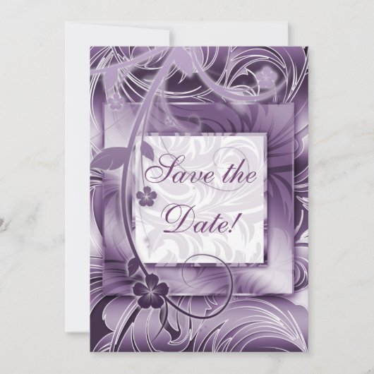 Elegant Wedding Invitation Floral Paars Silver 2 Save The Date (Voorkant)