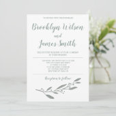 Elegant Wedding Invitation Floral Sage Green Kaart (Staand voorkant)