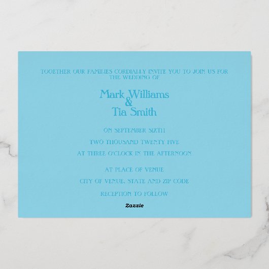 Elegant Wedding Invitation Folie Uitnodiging (Achterkant)