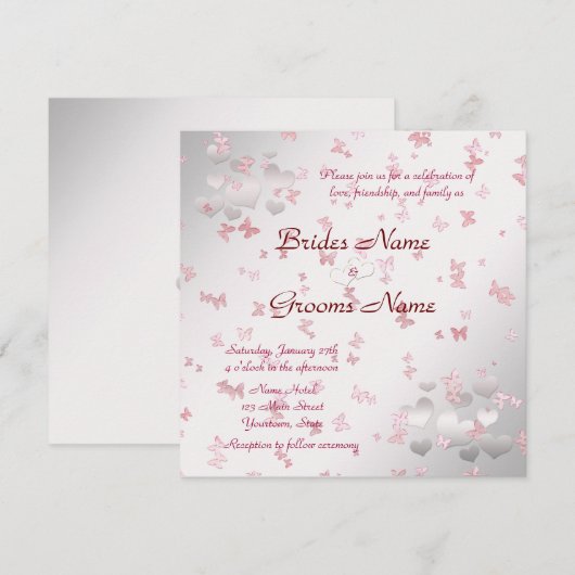 Elegant Wedding Invitation for Butterfly Kaart (Voorkant / Achterkant)