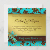 Elegant Wedding Invitation Gold Floral BB 2 Kaart (Achterkant)