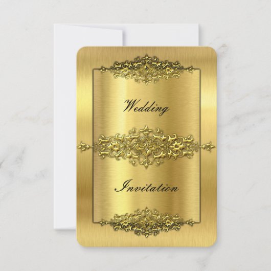 Elegant Wedding Invitation, Gold Kaart (Voorkant)