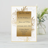 Elegant Wedding Invitation, goud, wit, zwart Kaart (Staand voorkant)