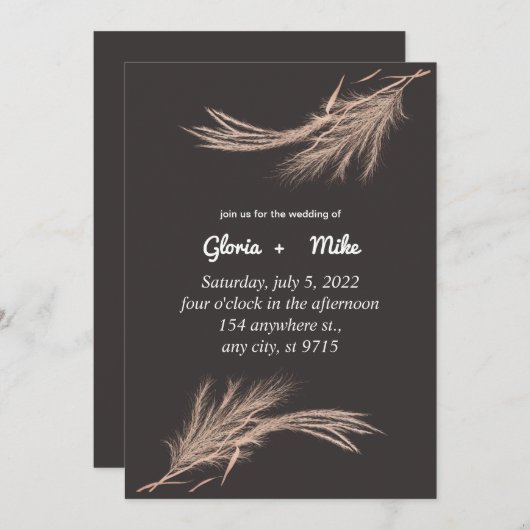 Elegant Wedding Invitation Greenery Wedding Card Aankondiging (Voorkant / Achterkant)