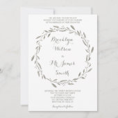 Elegant Wedding Invitation Grey Floral Wreath Kaart (Voorkant)