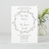 Elegant Wedding Invitation Grey Floral Wreath Kaart (Staand voorkant)