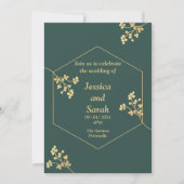 Elegant Wedding Invitation, groen, goud, wit Kaart (Voorkant)