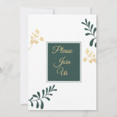 Elegant Wedding Invitation, groen, goud, wit Kaart (Achterkant)