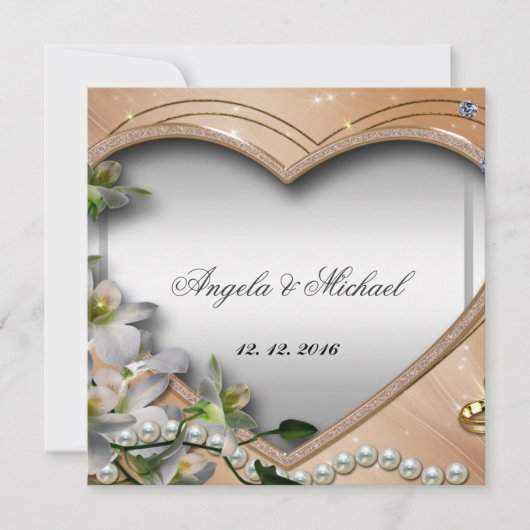 Elegant Wedding Invitation Heart Kaart (Voorkant)