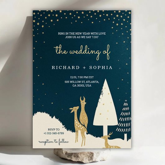 Elegant wedding Invitation in happy new year Kaart