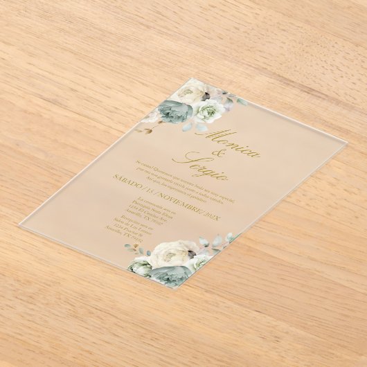 Elegant Wedding Invitation in Spanish Acryl Uitnodigingen (Laagn)