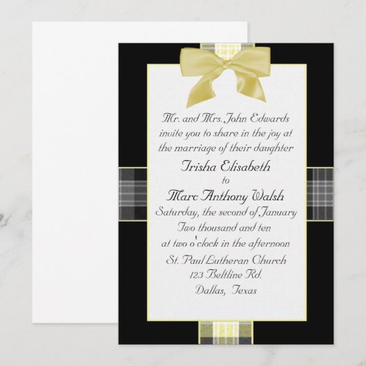 Elegant Wedding Invitation Kaart (Voorkant / Achterkant)