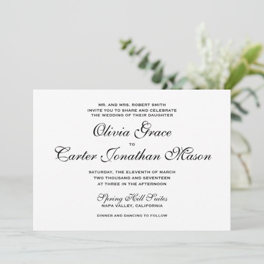 Elegant Wedding Invitation Kaart (Staand voorkant)