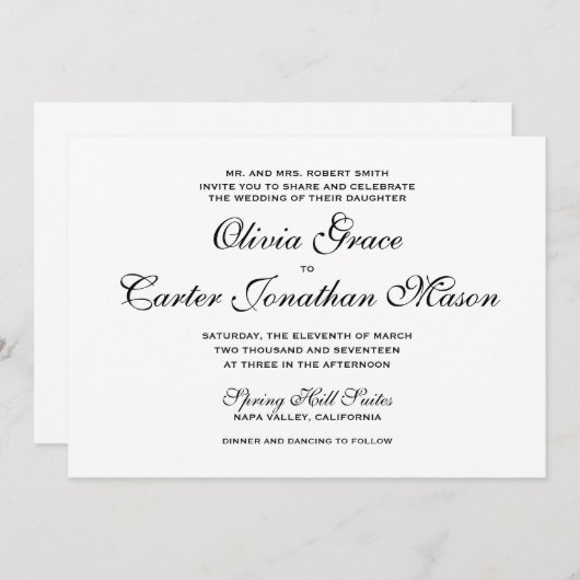 Elegant Wedding Invitation Kaart (Voorkant / Achterkant)