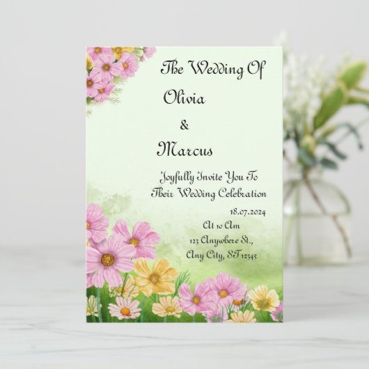 Elegant Wedding Invitation Kaart (Staand voorkant)