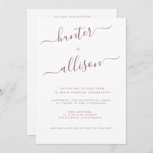 Elegant Wedding Invitation Kaart (Voorkant / Achterkant)