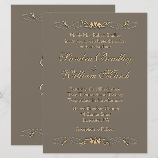 Elegant Wedding Invitation Kaart (Voorkant / Achterkant)