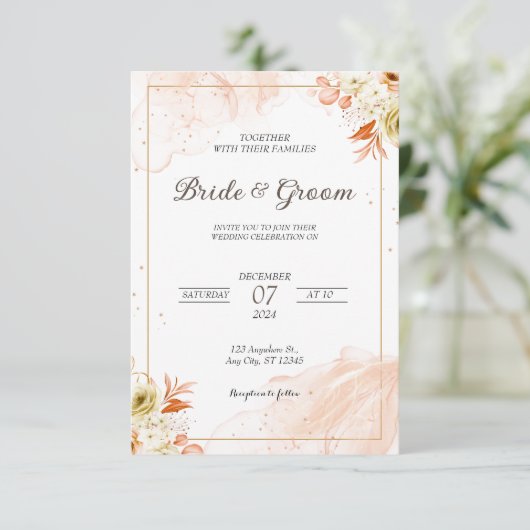 Elegant Wedding Invitation Kaart (Staand voorkant)