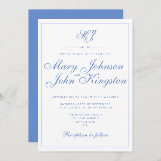 Elegant Wedding Invitation Kaart (Voorkant / Achterkant)