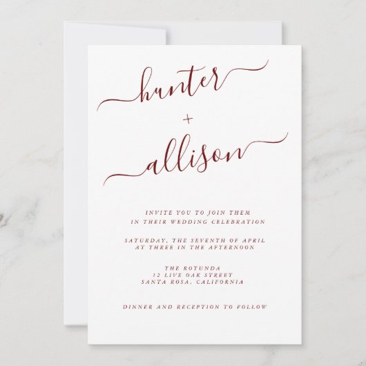 Elegant Wedding Invitation Kaart (Voorkant)