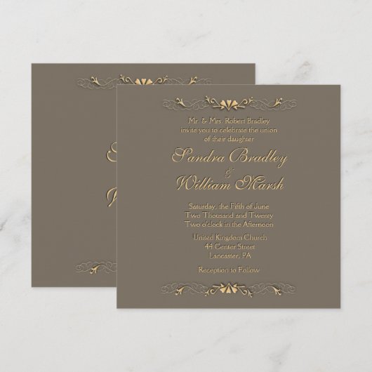 Elegant Wedding Invitation Kaart (Voorkant / Achterkant)