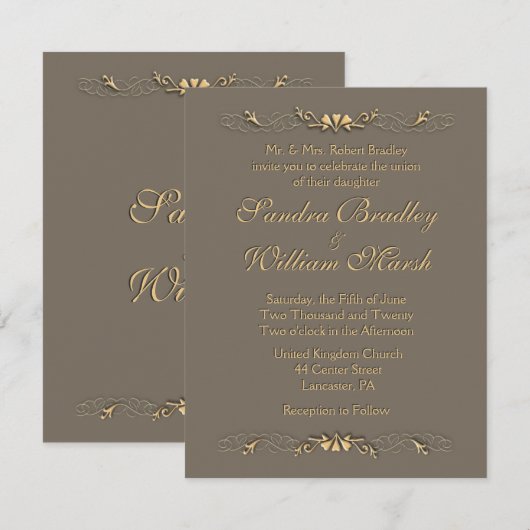 Elegant Wedding Invitation Kaart (Voorkant / Achterkant)