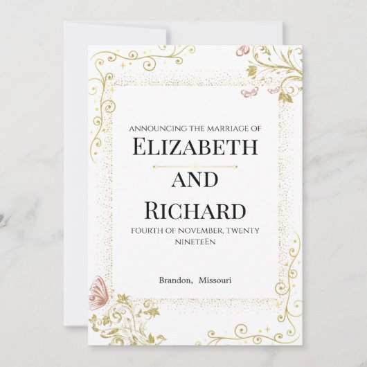 Elegant Wedding Invitation Kaart (Voorkant)