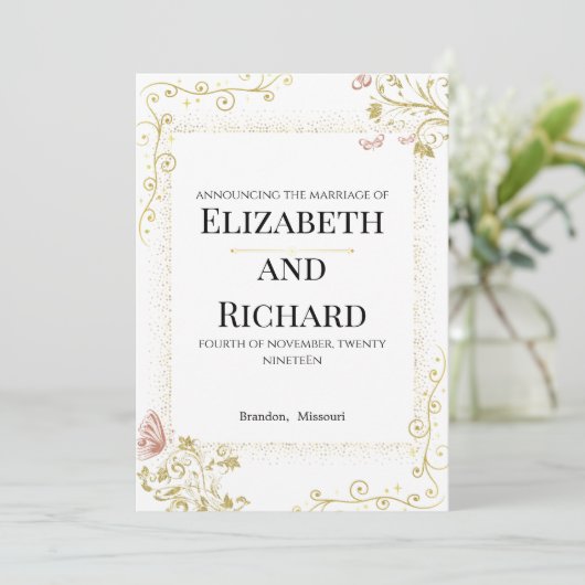Elegant Wedding Invitation Kaart (Staand voorkant)