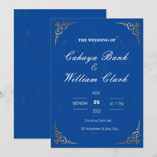 Elegant WEDDING INVITATION Kaart (Voorkant / Achterkant)