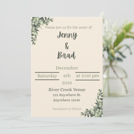 Elegant wedding invitation  kaart (Staand voorkant)