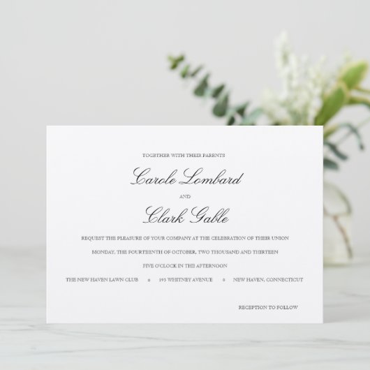 Elegant Wedding Invitation Kaart (Staand voorkant)