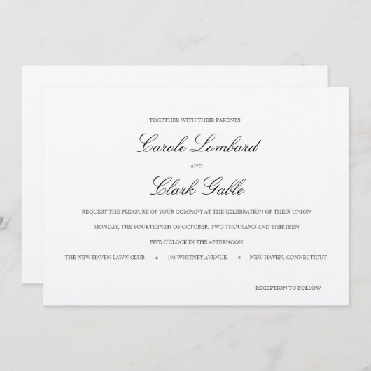 Elegant Wedding Invitation Kaart (Voorkant / Achterkant)