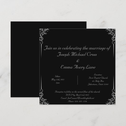 Elegant Wedding Invitation Kaart (Voorkant / Achterkant)
