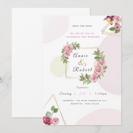 Elegant Wedding Invitation Kaart (Voorkant / Achterkant)