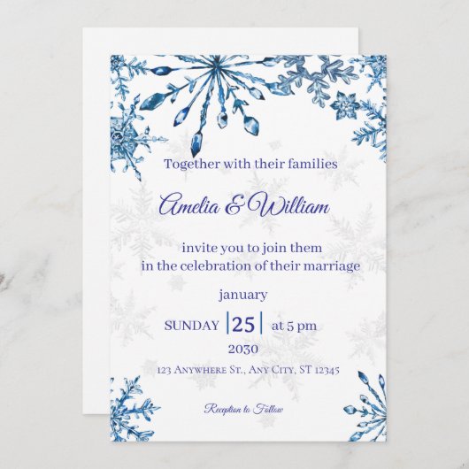 Elegant Wedding Invitation Kaart (Voorkant / Achterkant)