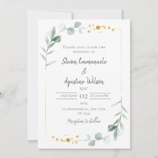 Elegant Wedding Invitation Kaart (Voorkant)