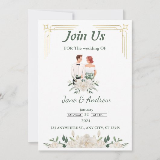 Elegant Wedding Invitation Kaart (Voorkant)
