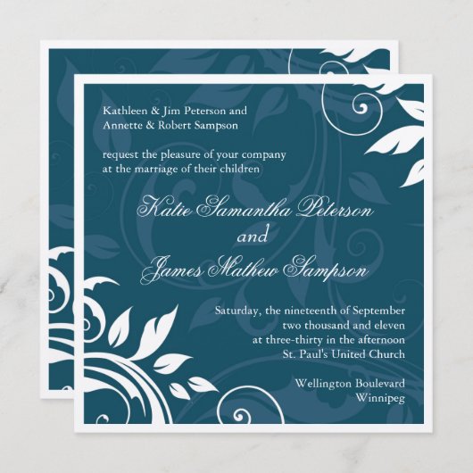 Elegant Wedding Invitation Kaart (Voorkant / Achterkant)
