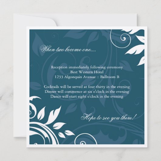 Elegant Wedding Invitation Kaart (Achterkant)