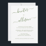 Elegant Wedding Invitation Kaart<br><div class="desc">Het romantische minimalistische ontwerp heeft een mooie en elegante typografie op een witte achtergrond met een schone en eenvoudige look. Bewaar papier door de details op de achterkant van de huwelijksuitnodiging op te nemen in plaats van op een afzonderlijke behuizingskaart. Voeg ook de RSVP-informatie toe als uw gast elektronisch reageert...</div>