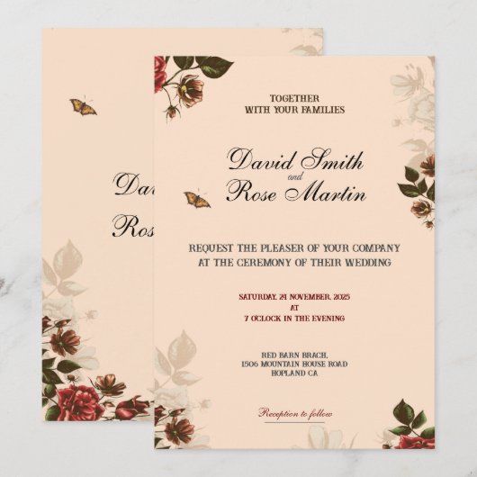 Elegant Wedding Invitation Kaarten voor je special (Voorkant / Achterkant)