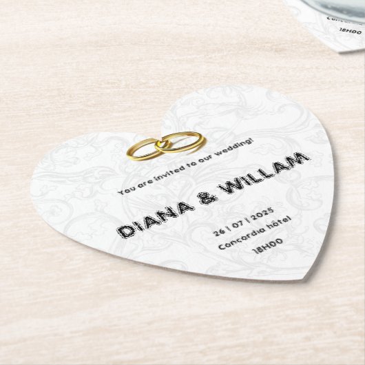 Elegant Wedding Invitation Kartonnen Onderzetters (Gekanteld)