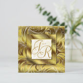 Elegant Wedding Invitation Leaf Floral Gold Kaart (Staand voorkant)