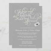 Elegant Wedding Invitation met Anemone, grijs Kaart (Voorkant / Achterkant)